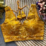 FANCY DOLA SILK WEAVING WORK STITCHED BLOUSE YELLOW