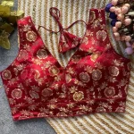 FANCY DOLA SILK WEAVING WORK STITCHED BLOUSE RED