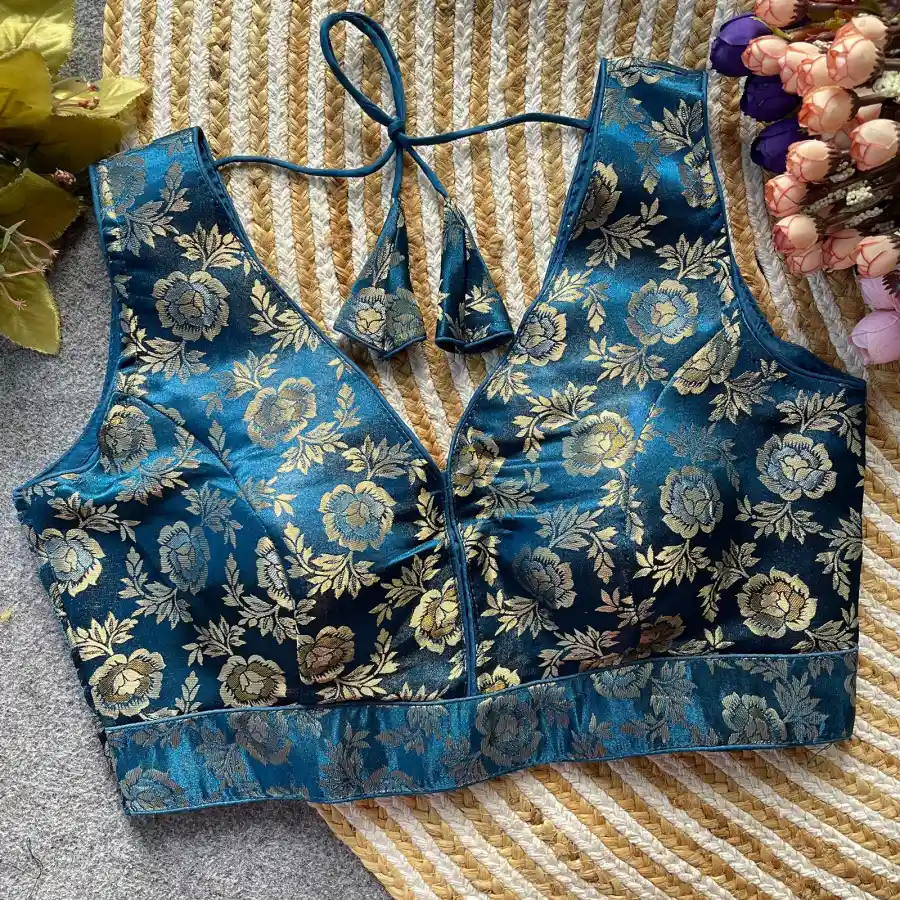 FANCY DOLA SILK WEAVING WORK STITCHED BLOUSE PARTY WEAR WHOLESALE PRICE ETHNIC GARMENT (14)