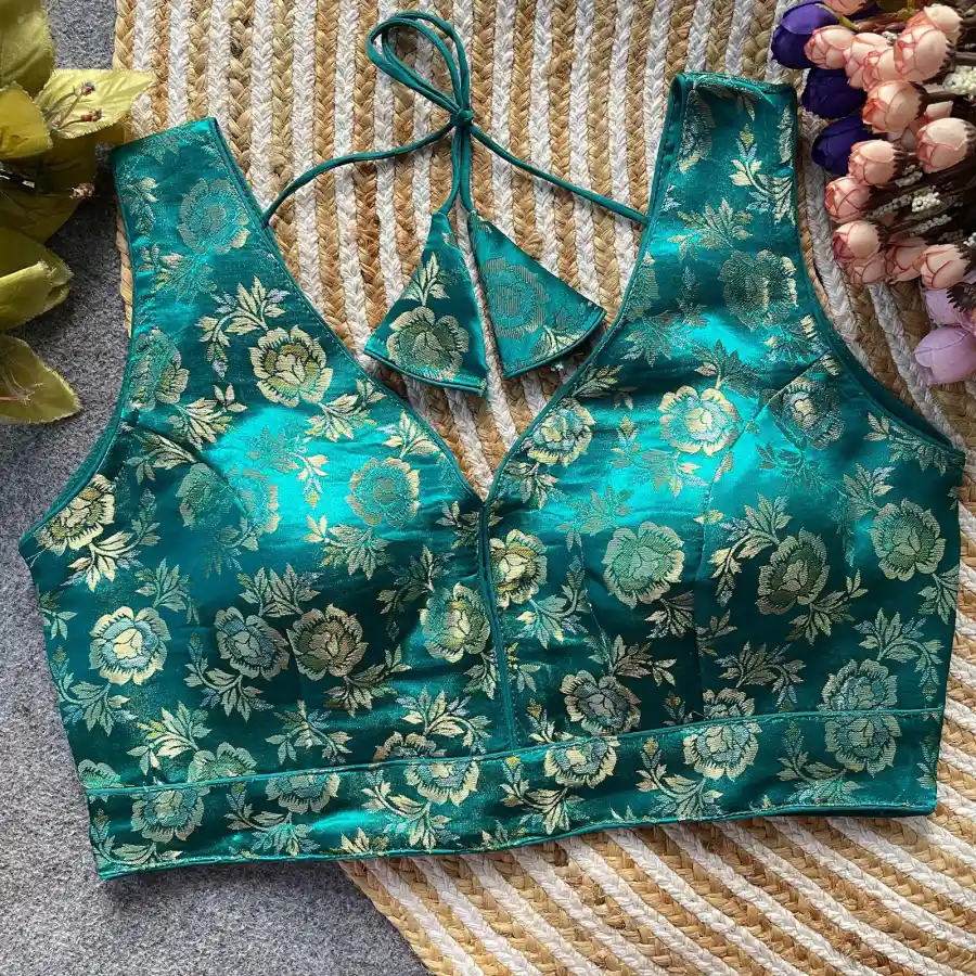FANCY DOLA SILK WEAVING WORK STITCHED BLOUSE PARTY WEAR WHOLESALE PRICE ETHNIC GARMENT (4)