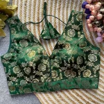 FANCY DOLA SILK WEAVING WORK STITCHED BLOUSE GREEN