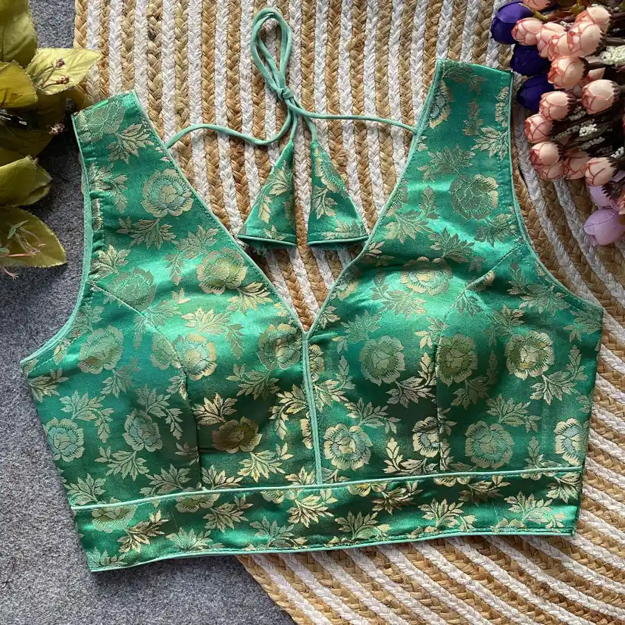 FANCY DOLA SILK WEAVING WORK STITCHED BLOUSE PARTY WEAR WHOLESALE PRICE ETHNIC GARMENT (7)