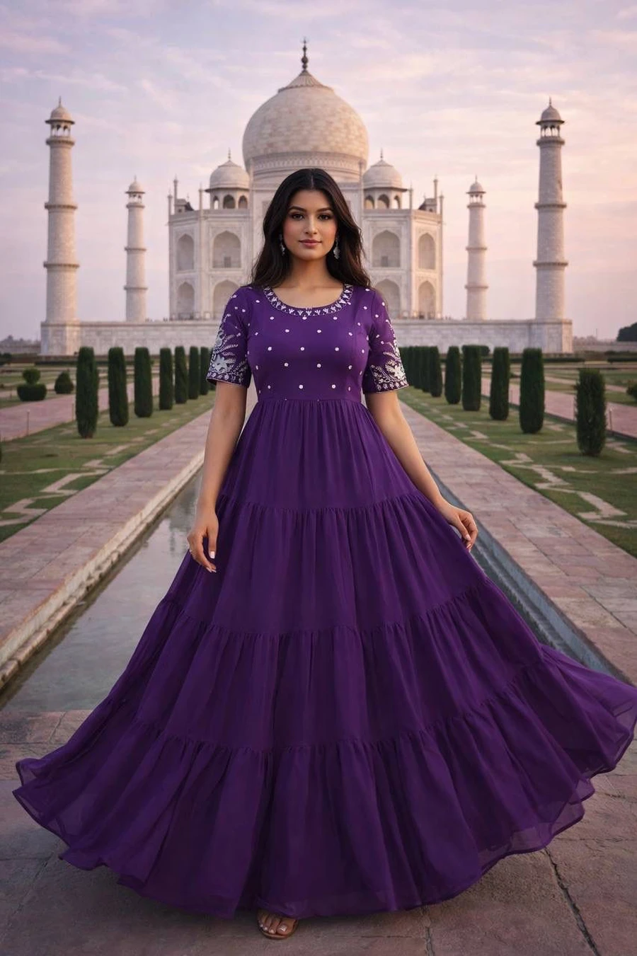 FANCY FAUX BLOOMING EMBROIDERY ZARI SEQUENCE WORK ONLY GOWN FESTIVE WEAR WHOLESALE PRICE ETHNIC GARMENT (2)