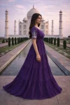 FANCY FAUX BLOOMING EMBROIDERY ZARI SEQUENCE WORK ONLY GOWN FESTIVE WEAR WHOLESALE PRICE ETHNIC GARMENT (2)