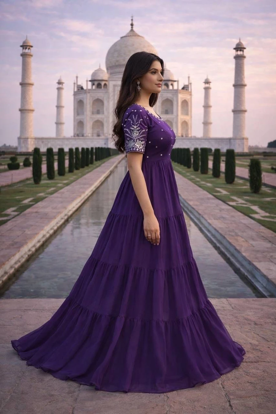FANCY FAUX BLOOMING EMBROIDERY ZARI SEQUENCE WORK ONLY GOWN FESTIVE WEAR WHOLESALE PRICE ETHNIC GARMENT (7)