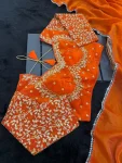 FANCY FENDY SATIN MIRROR LACE WORK SAREE WITH STITCHED BLOUSE PARTY WEAR WHOLESALE PRICE ETHNIC GARMENT (4)