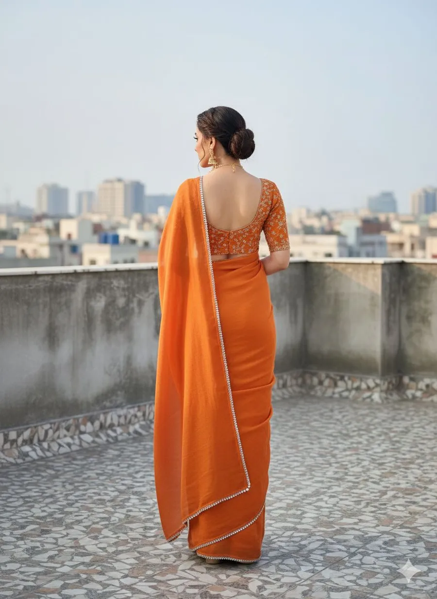 FANCY FENDY SATIN MIRROR LACE WORK SAREE WITH STITCHED BLOUSE PARTY WEAR WHOLESALE PRICE ETHNIC GARMENT (3)
