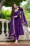 FANCY FENDY SILK EMBROIDERY WITH SEQUENCE & THREAD WORK GOWN BOTTOM WITH DUPATTA PURPLE
