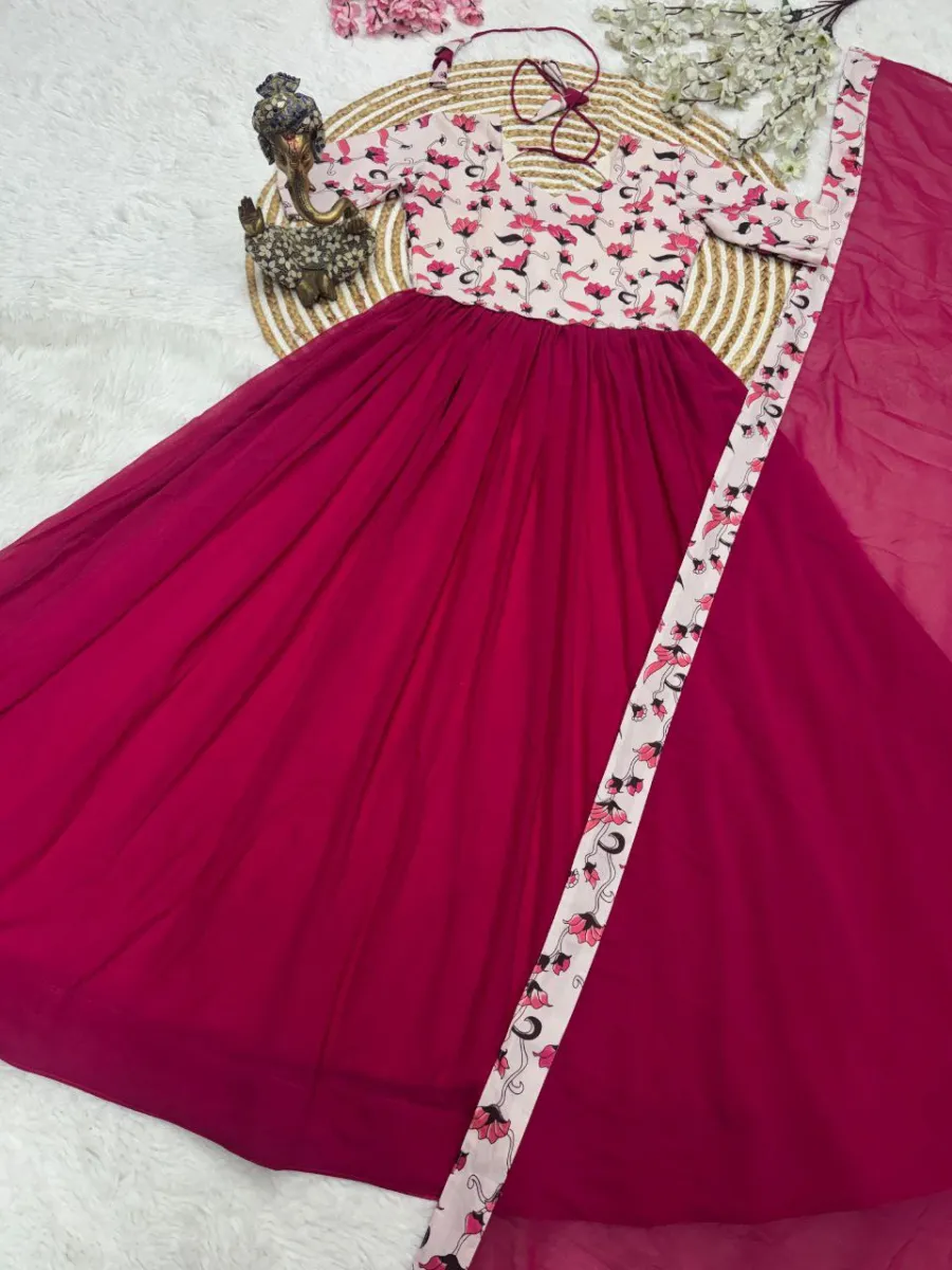 FANCY GEORGETTE DIGITAL PRINT WORK GOWN WITH DUPATTA FESTIVE WEAR WHOLESALE PRICE ETHNIC GARMENT (4)