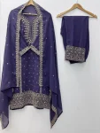 FANCY GEORGETTE EMBROIDERY SEQUENCE WORK TOP BOTTOM WITH DUPATTA FESTIVE WEAR WHOLESALE PRICE ETHNIC GRMENT (8)
