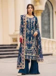 FANCY GEORGETTE EMBROIDERY SEQUENCE WORK WITH BEADS WORK TOP PALAZZO WITH DUPATTA TEAL