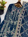 FANCY GEORGETTE EMBROIDERY SEQUENCE WORK WITH BEADS WORK TOP PALAZZO WITH DUPATTA FESTIVE WEAR WHOLESALE PRICE ETHNIC GARMENT (11)