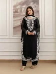 FANCY GEORGETTE EMBROIDERY WORK TOP BOTTOM WITH DUPATTA BLACK