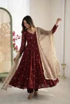 FANCY GEORGETTE EMBROIDERY WORK TOP BOTTOM WITH DUPATTA WEDDING WEAR WHOLESALE PRICE ETHNIC GARMENT (4)