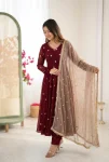 FANCY GEORGETTE EMBROIDERY WORK TOP BOTTOM WITH DUPATTA MAROON