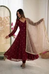 FANCY GEORGETTE EMBROIDERY WORK TOP BOTTOM WITH DUPATTA WEDDING WEAR WHOLESALE PRICE ETHNIC GARMENT (4)