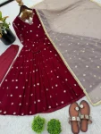 FANCY GEORGETTE EMBROIDERY WORK TOP BOTTOM WITH DUPATTA WEDDING WEAR WHOLESALE PRICE ETHNIC GARMENT (4)