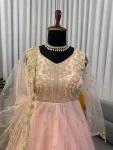 FANCY GEORGETTE THREAD WITH SEQUENCE WORK GOWN LEHENGA WITH DUPATTA WEDDING WEAR WHOLESALE PRICE ETHNIC GARMENT (2)