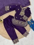 FANCY GMY SILK EMBROIDERY SEQUENCE WORK KID’S TOP BOTTOM WITH DUPATTA FESTIVE WEAR WHOLESALE PRICE ETHNIC GARMENT (5)