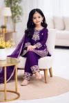 FANCY GMY SILK EMBROIDERY SEQUENCE WORK KID’S TOP BOTTOM WITH DUPATTA FESTIVE WEAR WHOLESALE PRICE ETHNIC GARMENT (5)