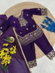 FANCY GMY SILK EMBROIDERY SEQUENCE WORK KID’S TOP BOTTOM WITH DUPATTA FESTIVE WEAR WHOLESALE PRICE ETHNIC GARMENT (5)
