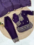 FANCY GMY SILK EMBROIDERY SEQUENCE WORK KID’S TOP BOTTOM WITH DUPATTA FESTIVE WEAR WHOLESALE PRICE ETHNIC GARMENT (5)