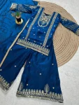 FANCY GMY SILK EMBROIDERY SEQUENCE WORK KIDS TOP PALAZZO WITH DUPATTA FESTIVE WEAR WHOLESALE PRICE ETHNIC GARMENT (6)