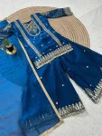 FANCY GMY SILK EMBROIDERY SEQUENCE WORK KIDS TOP PALAZZO WITH DUPATTA FESTIVE WEAR WHOLESALE PRICE ETHNIC GARMENT (6)