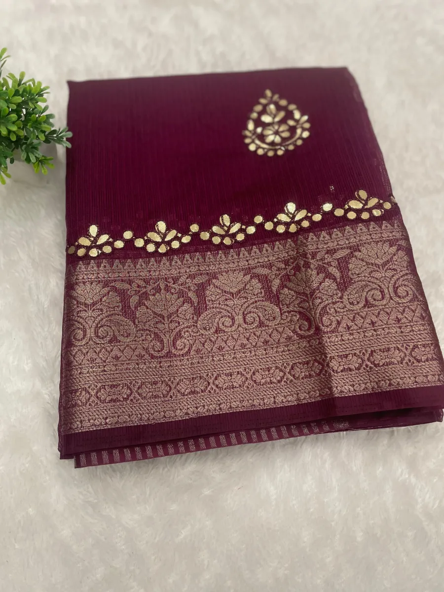 FANCY KOTA DORIYA COTTON WEAVING ZARI DRYABLE JAIPUR GOTA PATTI WORK SCALLOP WORK SAREE WITH UNSTITCHED BLOUSE FESTIVE WEAR WHOLESALE PRICE ETHNIC GARMENT (1)