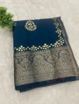 FANCY KOTA DORIYA COTTON WEAVING ZARI DRYABLE JAIPUR GOTA PATTI WORK SCALLOP WORK SAREE WITH UNSTITCHED BLOUSE RAMA