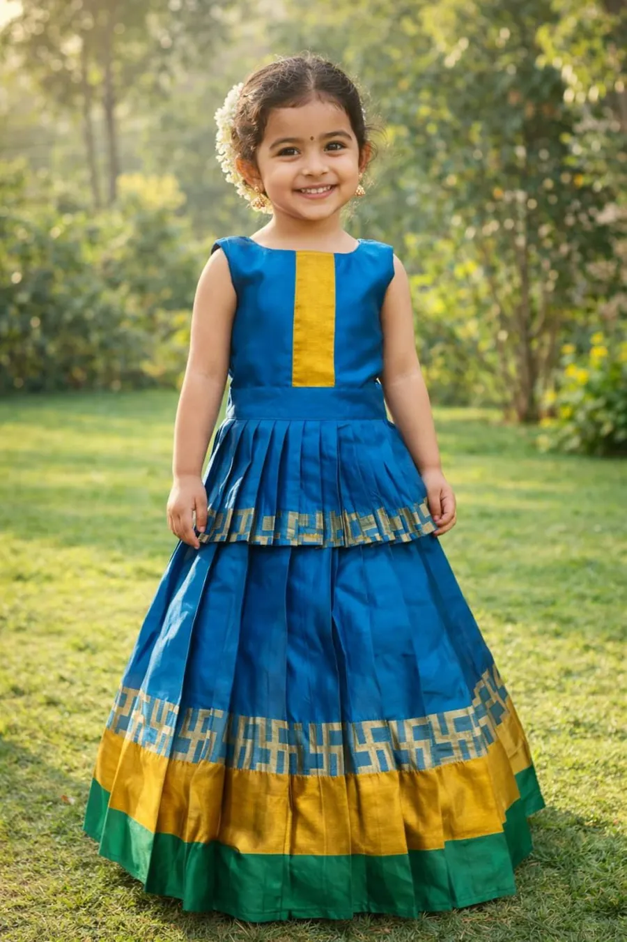 FANCY LICHI SILK JACQUARD WORK KID'S LEHENGA CHOLI DUPATTA WITH EXTRA BELT FESTIVE WEAR WHOLESALE PRICE ETHNIC GARMENT (11)