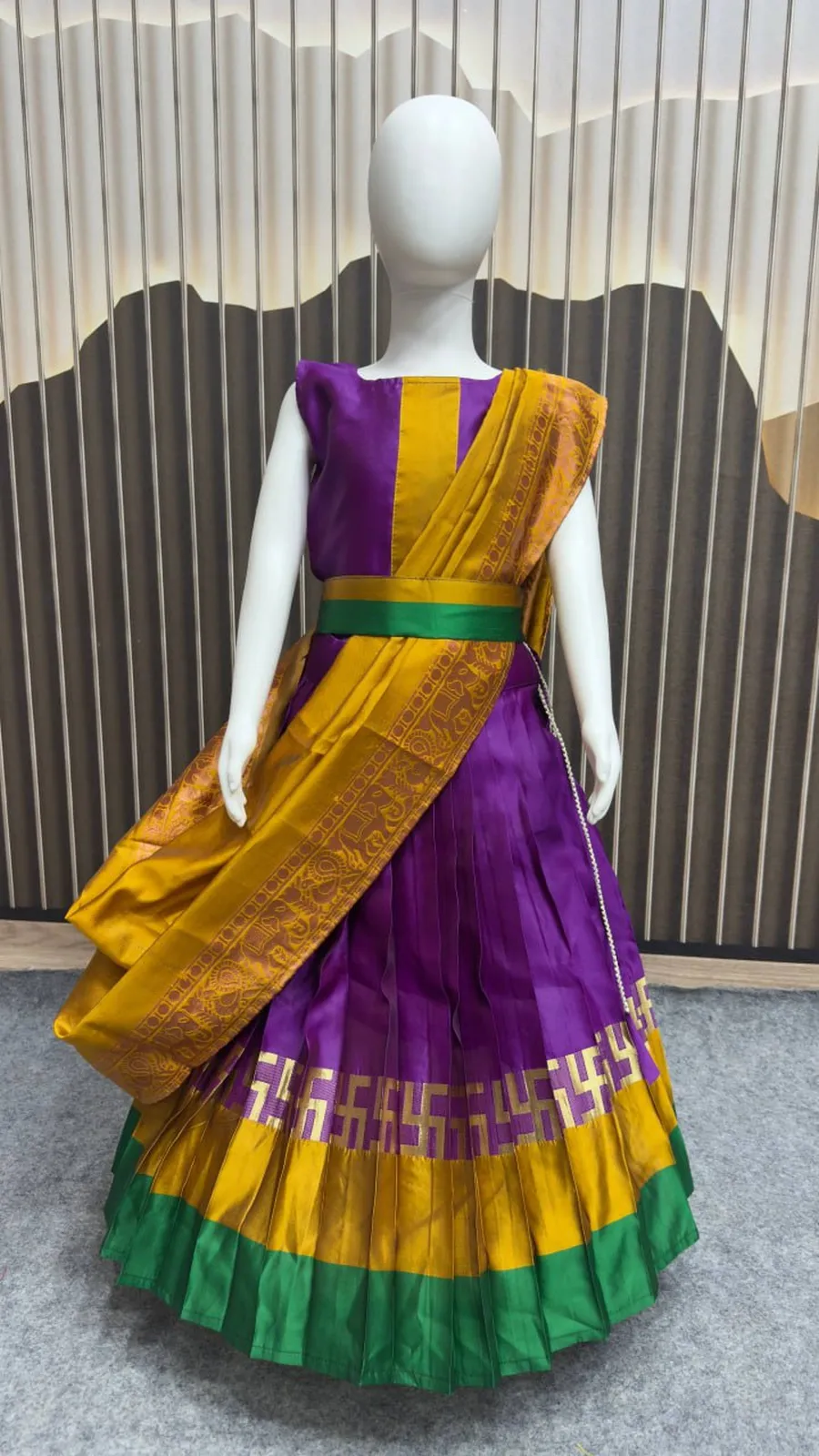 FANCY LICHI SILK JACQUARD WORK KID'S LEHENGA CHOLI DUPATTA WITH EXTRA BELT FESTIVE WEAR WHOLESALE PRICE ETHNIC GARMENT (20)