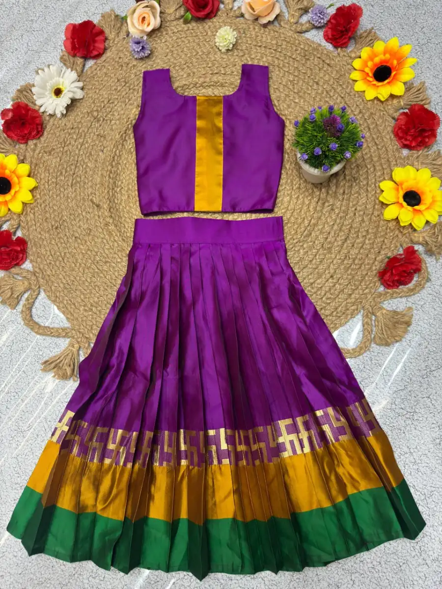 FANCY LICHI SILK JACQUARD WORK KID'S LEHENGA CHOLI DUPATTA WITH EXTRA BELT FESTIVE WEAR WHOLESALE PRICE ETHNIC GARMENT (23)
