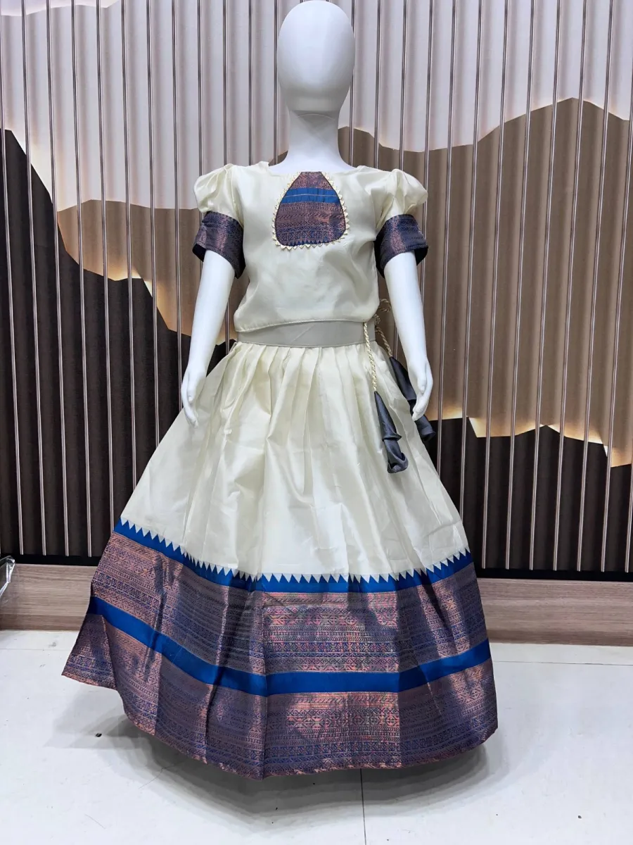 FANCY LICHI SILK JACQUARD WORK KID'S LEHENGA CHOLI FESTIVE WEAR WHOLESALE PRICE ETHNIC GARMENT (4)