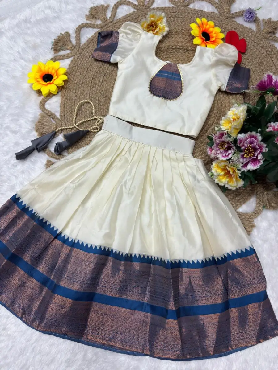 FANCY LICHI SILK JACQUARD WORK KID'S LEHENGA CHOLI FESTIVE WEAR WHOLESALE PRICE ETHNIC GARMENT (6)