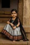 FANCY LICHI SILK JACQUARD WORK KID'S LEHENGA CHOLI WITH DUPATTA GREY