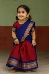 FANCY LICHI SILK JACQUARD WORK KID'S LEHENGA CHOLI WITH DUPATTA MAROON AND BLUE