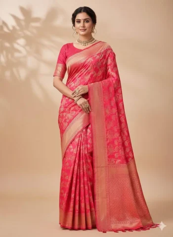 FANCY LICHI SILK WEAVING WORK SAREE WITH UNSTITCHED BLOUSE RANI