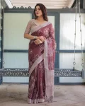 FANCY LINEN COTTON DIGITAL PRINTED WORK SAREE WITH UNSTITCHED BLOUSE CASUAL WEAR WHOLESALE PRICE ETHNIC GARMENT (7)