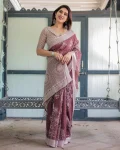 FANCY LINEN COTTON DIGITAL PRINTED WORK SAREE WITH UNSTITCHED BLOUSE CASUAL WEAR WHOLESALE PRICE ETHNIC GARMENT (7)