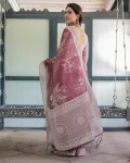 FANCY LINEN COTTON DIGITAL PRINTED WORK SAREE WITH UNSTITCHED BLOUSE CASUAL WEAR WHOLESALE PRICE ETHNIC GARMENT (7)