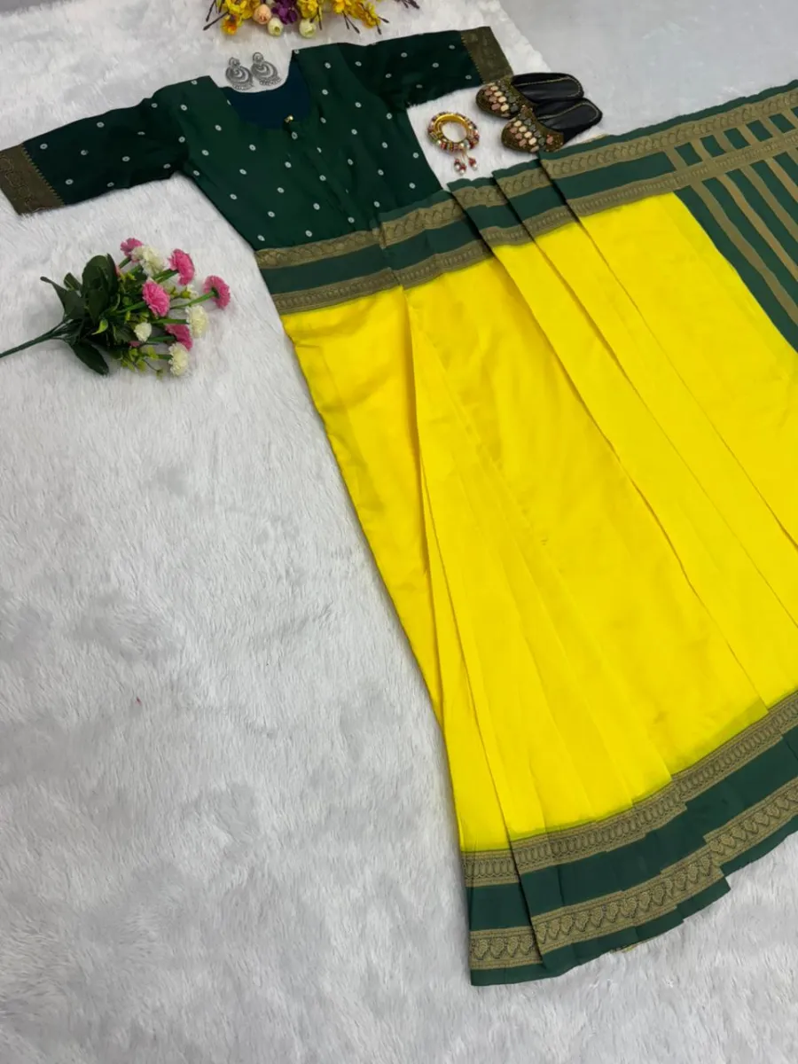 FANCY MYSORE SILK JACQUARD WORK GOWN SAREE DAILY WEAR WHOLESALE PRICE ETHNIC GARMENT (1)