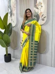 FANCY MYSORE SILK JACQUARD WORK GOWN SAREE LEMON