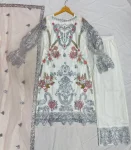 FANCY NET EMBROIDERY SEQUENCE ZARI WORK TOP BOTTOM WITH DUPATTA FESTIVE WEAR WHOLESALE PRICE ETHNIC GARMENT (4)