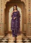 FANCY NET EMBROIDERY WORK TOP BOTTOM WITH DUPATTA PURPLE