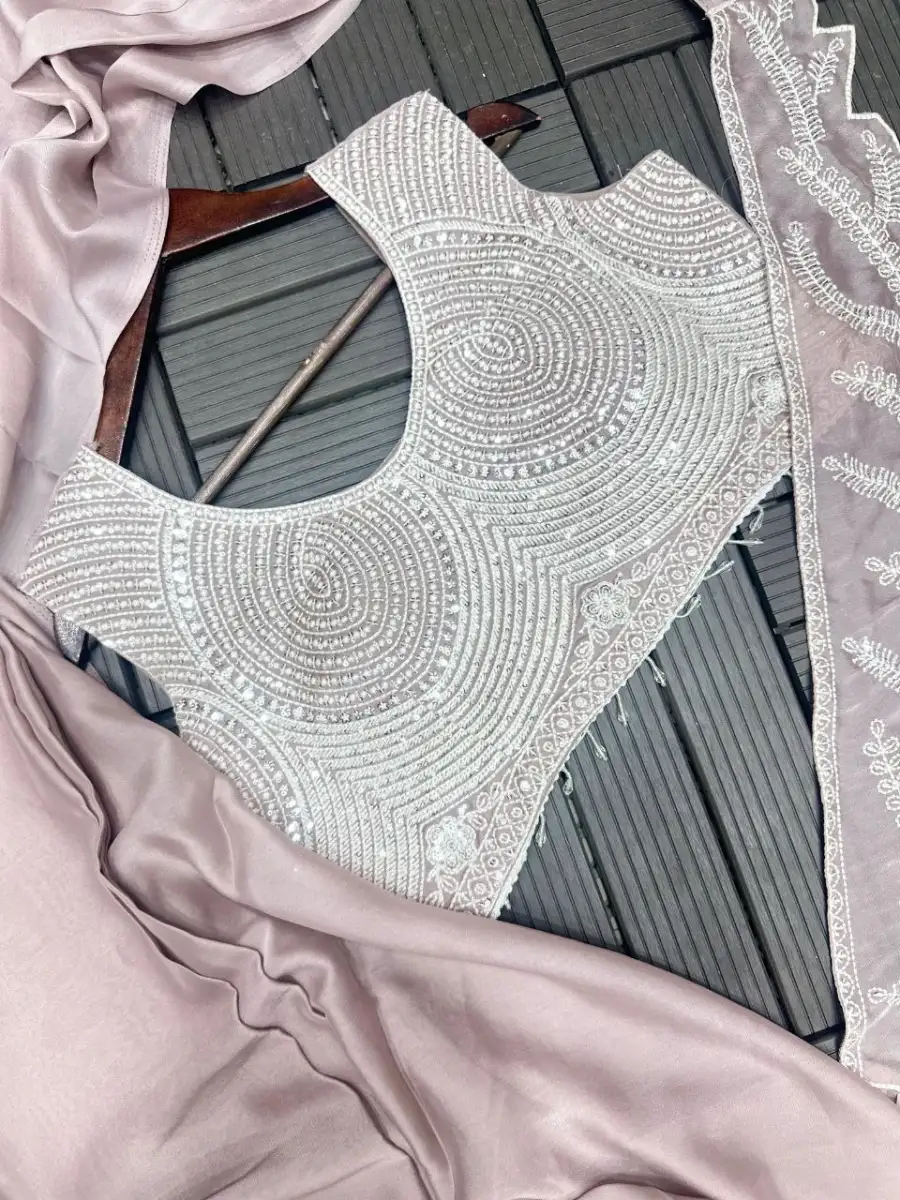 FANCY RANGOLI EMBROIDERY SEQUENCE WORK READY TO WEAR SAREE WITH STITCHED BLOUSE PARTY WEAR WHOLESALE PRICE ETHNIC GARMENT (10)