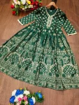 FANCY RAYON GOLDEN FOIL AND NECK WORK EMBROIDERY WORK GOWN FESTIVE WEAR WHOLESALE PRICE ETHNIC GARMENT (2)