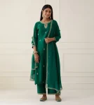 FANCY ROMAN EMBROIDERY WORK TOP BOTTOM WITH DUPATTA GREEN