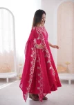 FANCY ROMAN SILK EMBROIDERY SEQUENCE WORK GOWN BOTTOM WITH DUPATTA WEDDING WEAR WHOLESALE PRICE ETHNIC GARMENT (2)