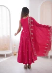 FANCY ROMAN SILK EMBROIDERY SEQUENCE WORK GOWN BOTTOM WITH DUPATTA WEDDING WEAR WHOLESALE PRICE ETHNIC GARMENT (2)